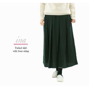 ina イナ ウールブレンドウエストタックロングスカート 194158
