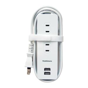 カシムラ 国内・海外両用電源タップ AC4P USB2P 3A WH 1.2m NWM-6 ホワイト｜vastforest