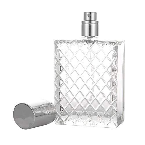 Badasa 香水瓶、100Ml香水瓶の正方形、グリッドポータブルクリアトラベル詰め替え可能な香水ガ...