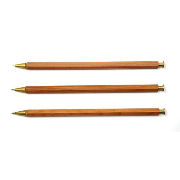日本製 鉛筆をくり抜いたノック式シャープペン真鍮パーツ 5本パック T22-V-W6S-5