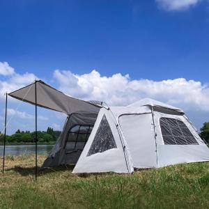 UKGlamping【2023年新モデル】簡易トンネルテント、ワンタッチテント、4-6人用、建設方法が簡単で速い、一室二ホール、TPUサイドウィンドウ｜vastforest