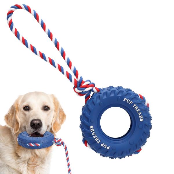 FERRISA 犬 玩具 犬 おもちゃ 噛む 犬 玩具 頑丈 犬 ロープ 玩具 タイヤ形 壊れにくい...
