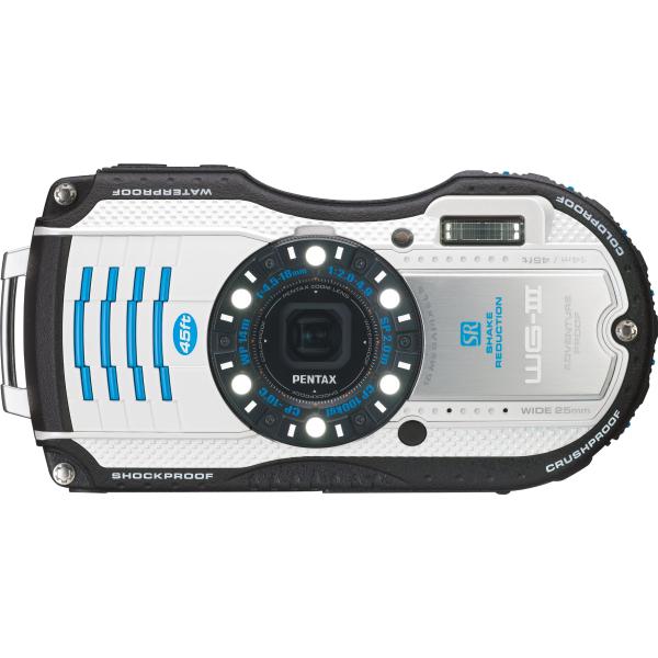 PENTAX 防水デジタルカメラ PENTAX WG-3 ホワイトブルー 1cmマクロ マクロスタン...