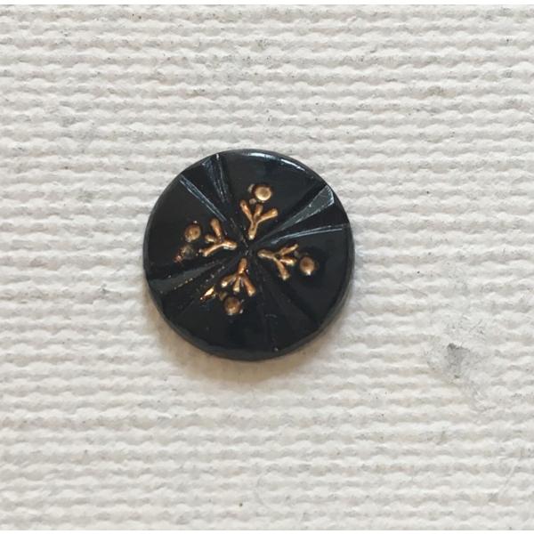 ヴィンテージ ガラス スノーフレーク ブラック カボション    日本製 1960年代 ハンドメイド...