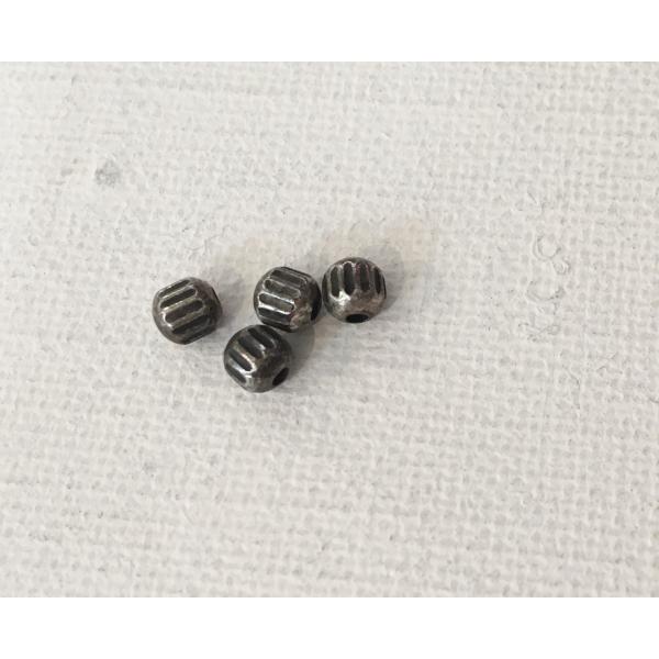 ヴィンテージ シルバー ボール スペーサー ビーズ 4個入り  ハンドメイド 手作り アクセサリー ...