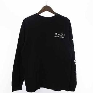 マウイアンドサンズ Maui and Sons Tシャツ 長袖 クルーネック ロゴプリント コットン 黒 ブラック L ■GY12 メンズ｜vectorpremium