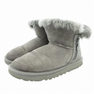 アグ UGG ベイリー ジップ ミニ Bailey Zip Mini ムートンブーツ ショート ロゴ スエード 24cm グレー 1112481 /GV レディース