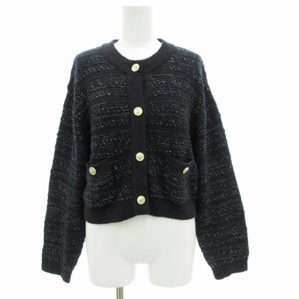 ビス ViS カーディガン ニット 長袖 キャミソール付 金ボタン F 紺 ネイビー /GV レディ...