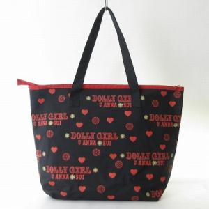 アナスイ ANNA SUI トートバッグ ハンドバッグ エコバッグ 総柄 ハート柄 黒 ブラック レ...
