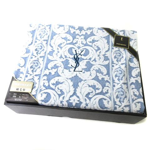 未使用品 イヴサンローラン YVES SAINT LAURENT 綿毛布 ダマスク柄 140×220...