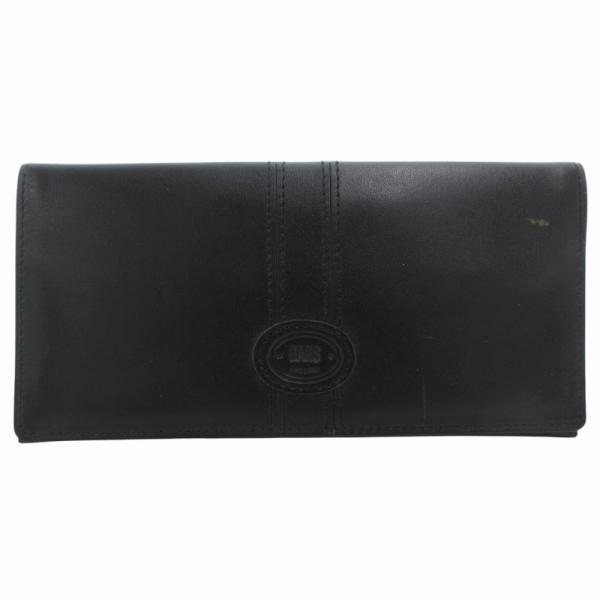 ダックス DAKS 長財布 ウォレット 小銭入れなし ロゴ 裏チェック レザー 黒 ブラック /GV...