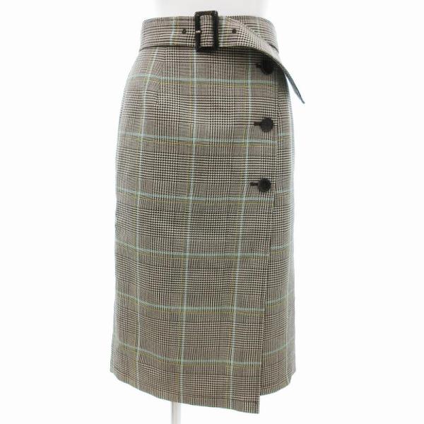 マイストラーダ Mystrada 美品 スカート ひざ丈 ベルト チェック 36 グレー /JS ■...
