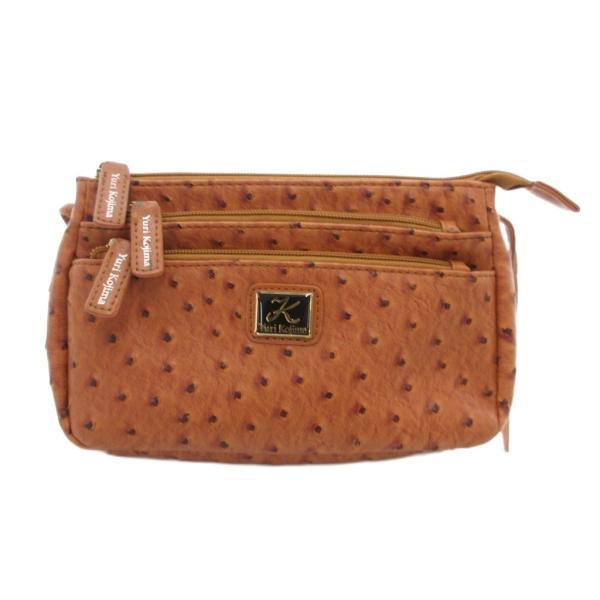 ユリ コジマ Yuri Kojima 美品 ショルダーバッグ オーストリッチ レザー 茶 ブラウン ...