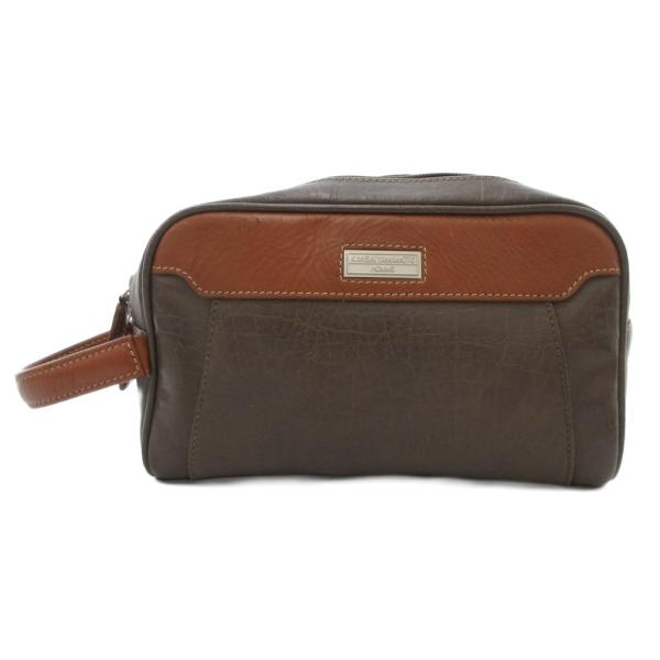 カンサイ KANSAI ヤマモト オム ハンドバッグ クラッチ レザー ロゴ 茶 ブラウン /JS ...