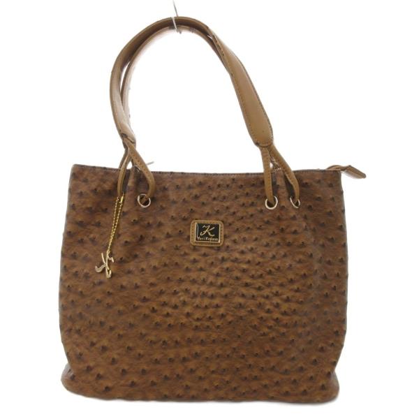 ユリコジマ Yuri Kojima トートバッグ 型押し ファスナー 茶 ブラウン /JS ■GY4...