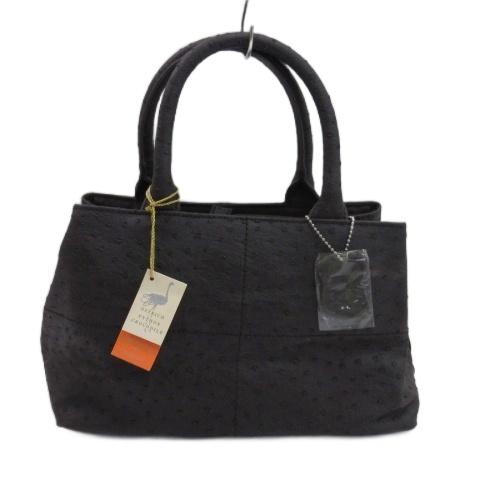 未使用品 レオ ヴァレンチノ REO VALENTINO オーストリッチレザー ハンドバッグ ダーク...