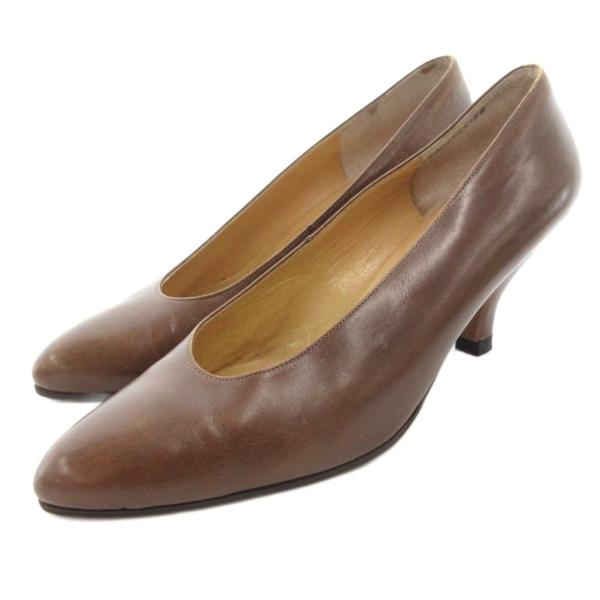 モガ MOGA パンプス アーモンドトゥ レザー 23cm 茶 ブラウン /JS レディース