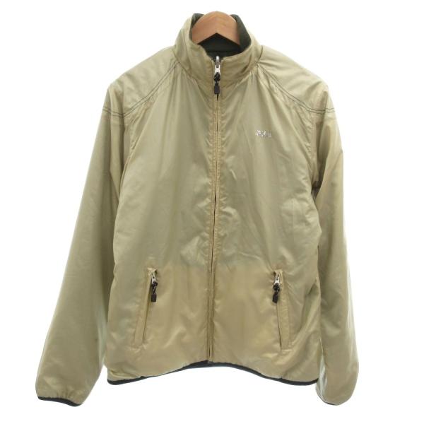 フィラ FILA リバーシブルブルゾン ジャケット フリース ロゴ L ベージュ 緑 グリーン /J...