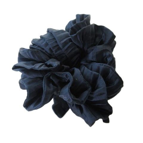 アッカ acca マシュマロルチド プリーツ シュシュ ヘアアクセサリー フランス製 シルク ネイビ...