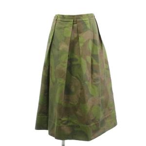 マルニ MARNI 美品 スカート タック ギャザー フレア イタリア製 カモ柄 迷彩柄 カーキ 3...