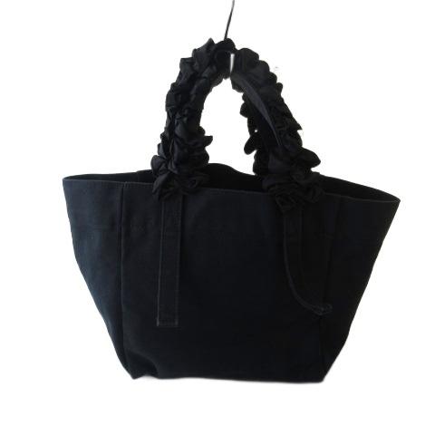 ラドロー LUDLOW ハンドバッグ キャンバス フリル ブラック 黒