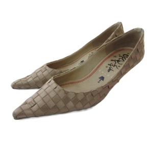 サロン SALON パンプス シューズ ローヒール サテン ベージュ 35 22〜22.5cm レディース