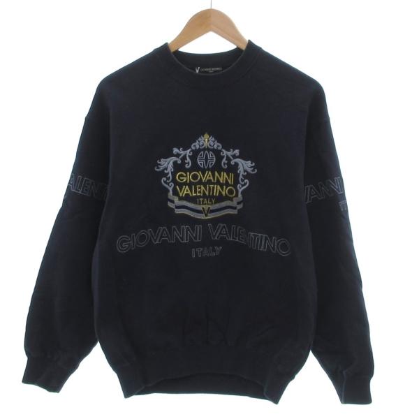 GIOVANNI VALENTINO スウェット トレーナー ロゴ刺繍 46 紺 ネイビー /JS ...
