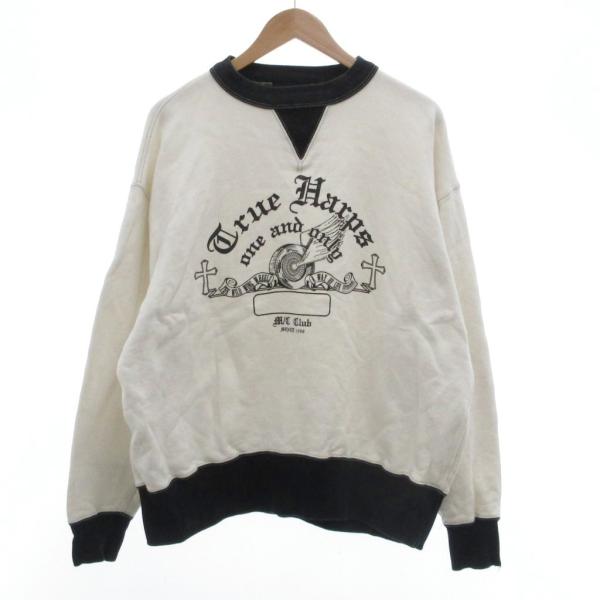 トゥルーハープス TRUEHARPS スウェット トレーナー ロゴプリント 白 ホワイト 黒 ブラッ...