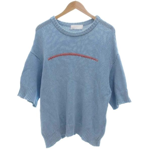 ネオンサイン NEON SIGN ニット セーター 半袖 ローゲージ 48 ライトブルー /JS メ...