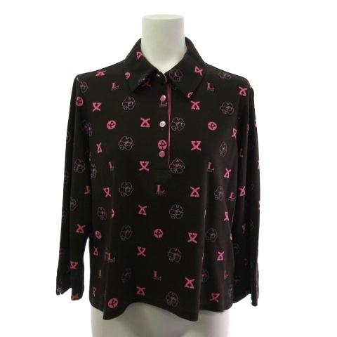 レオナールスポーツ LEONARD SPORT ポロシャツ 長袖 ロゴプリント 7分袖 ブラウン 茶...