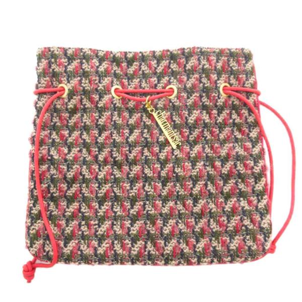 charmantsac シャルマントサック 巾着 バッグ ツイード ロゴ 赤 レッド /FF レディ...