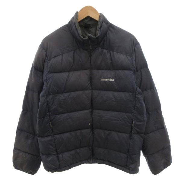 モンベル Montbell ライトアルパインダウン ジャケット ロゴ刺繍 ブルゾン L 紺 ネイビー...