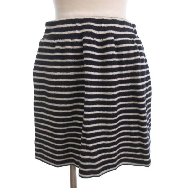 ダブルスタンダードクロージング ダブスタ フレアスカート ミニ ニット ボーダー F 紺 ネイビー ...