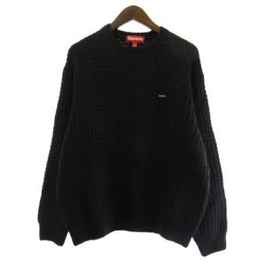 シュプリーム SUPREME 25AW Small Box Waffle Sweater スモールボックス ワッフル ニット セーター プルオーバー 黒 ブラック L ☆AA★ メ