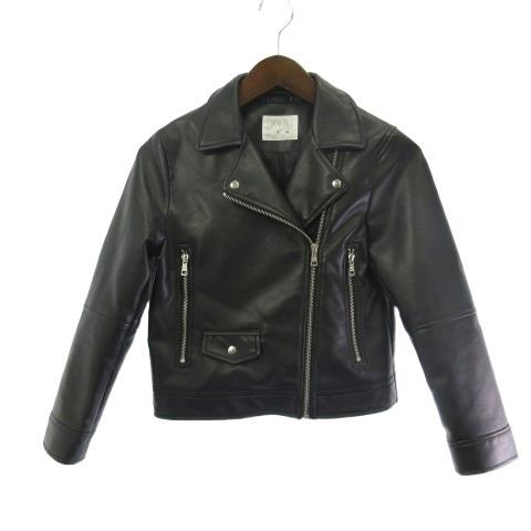 ザラ ZARA キッズ エコレザー ライダースジャケット 黒 ブラック 9 134 キッズ
