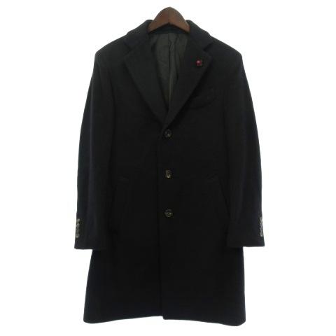 ラルディーニ LARDINI ウール アンゴラ チェスターコート ロングコート ブラック 黒 48 ...