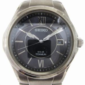 セイコー SEIKO 腕時計 アナログ 電波ソーラー デイト チタン V145-0BA0 文字盤 黒 ブラック ■SM1 メンズ｜vectorpremium