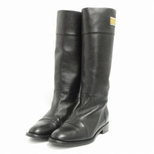 ドルチェ&ガッバーナ ドルガバ DOLCE&GABBANA ロングブーツ プレート レザー 10777 黒 ブラック 38.5 25.5cm位 ■SM1 レディース｜vectorpremium