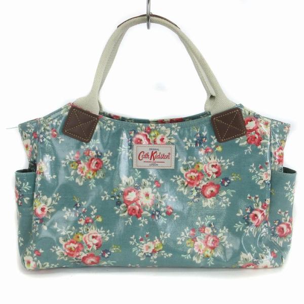 キャスキッドソン Cath Kidston トートバッグ 花柄 青緑 ブルーグリーン 鞄 レディース