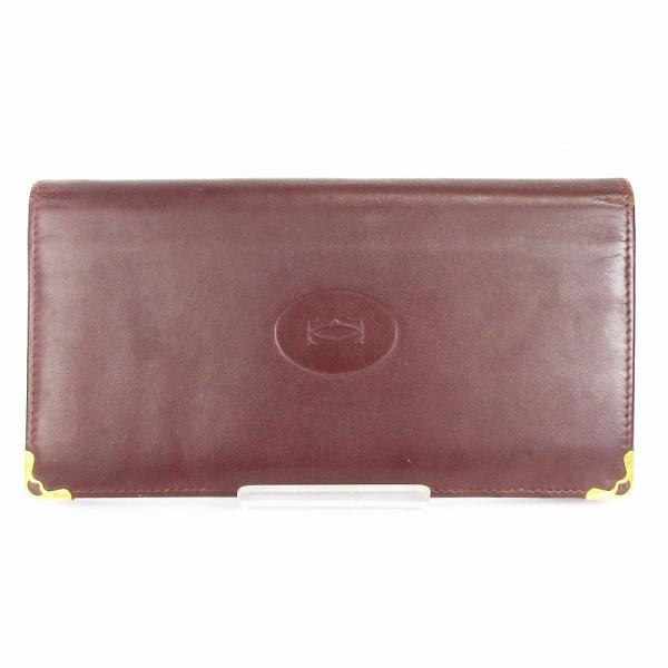 カルティエ Cartier マストライン 札入れ 長財布 ワンポイント ロゴ ボルドー 財布 レディ...
