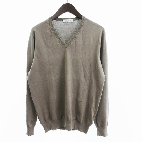 クルチアーニ cruciani 美品 ニット セーター 長袖 Vネック 薄手 無地 コットン グレー...