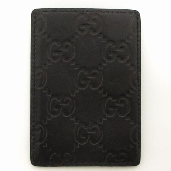 グッチ GUCCI パスケース カードケース シマ レザー 黒 ブラック ■GY18 メンズ