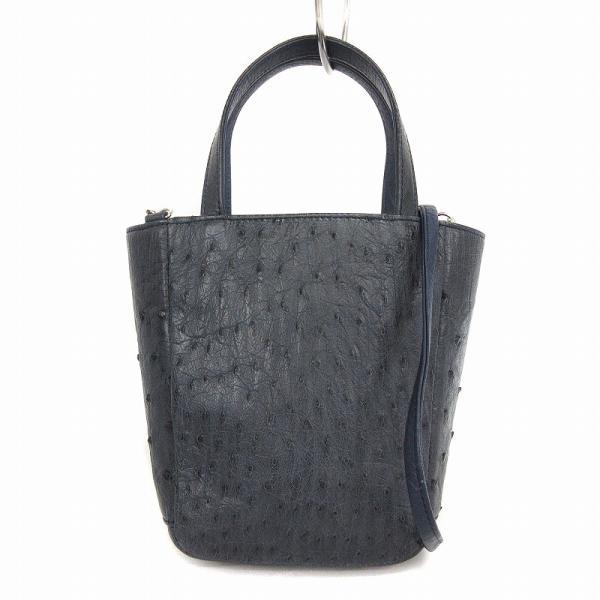 JRA ショルダーバッグ トートバッグ 2WAY オーストリッチ レザー 紺 ネイビー レディース