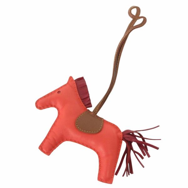 エルメス HERMES 美品 ロデオチャームMM アニョーミロ レザー ホース 馬 赤 レッド 小物...