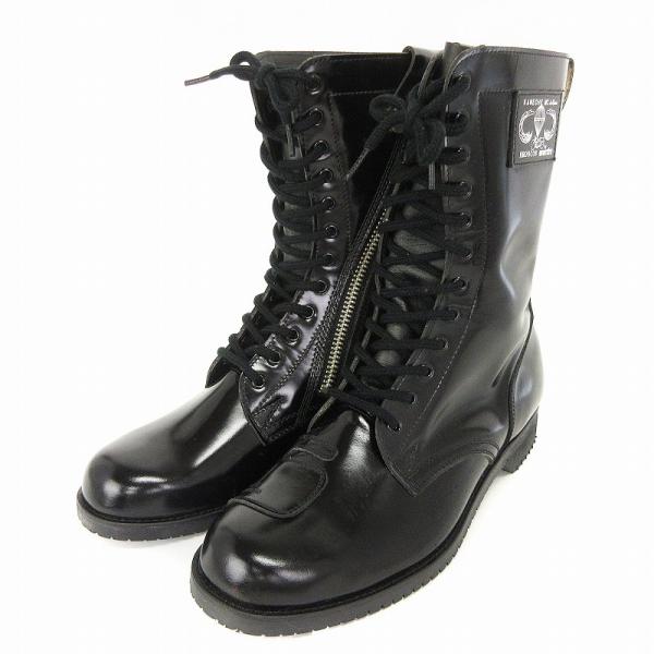 流体力学 旭堂 ブロンコス BRONCOS バイクブーツ レースアップ 編み上げ エナメル レザー ...