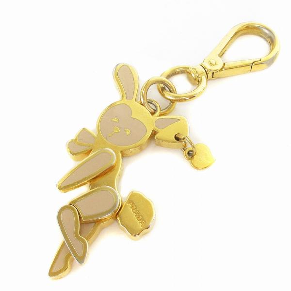 プラダ PRADA キーホルダー チャーム うさぎ バニー ピンク ゴールド色 ☆AA★ レディース