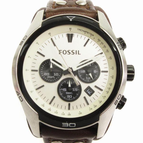 フォッシル コーチマン 腕時計 アナログ クオーツ クロノグラフ デイト CH2890 文字盤 白 ...