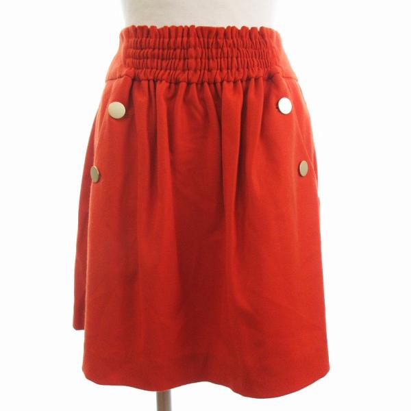 未使用品 アナトリエ ANATELIER タグ付き フレアスカート ショート丈 ボタン ウール オレ...
