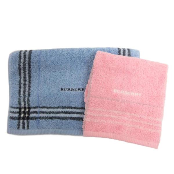 バーバリー 美品 2点 セット ウォッシュタオル ハンドタオル フェイスタオル コットン パイル地 ...