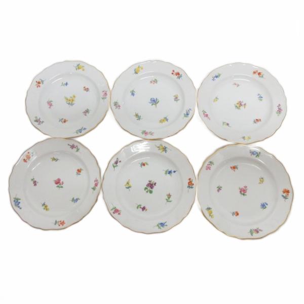 マイセン Meissen 散らし小花 スキャタードフワラー プレート 皿 6客セット 18cm 白系...